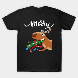 Puking Deer Ugly Christmas T-Shirt